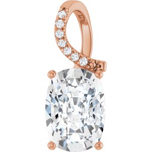 10K Rose Gold 14x10 mm Elongated Cushion Pendant Mounting