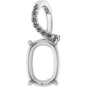 14K White Gold 14x10 mm Elongated Cushion Pendant Mounting – image 2