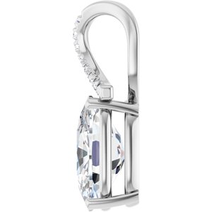10K White Gold 14x10 mm Elongated Cushion Pendant Mounting – image 5