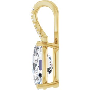14K Yellow Gold 14x10 mm Elongated Cushion Pendant Mounting – image 5