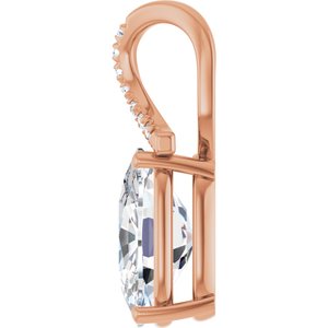 14K Rose Gold 14x10 mm Elongated Cushion Pendant Mounting – image 5