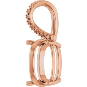 10K Rose Gold 14x10 mm Elongated Cushion Pendant Mounting – image 4