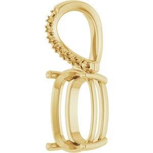 18K Yellow Gold 14x10 mm Elongated Cushion Pendant Mounting – image 4
