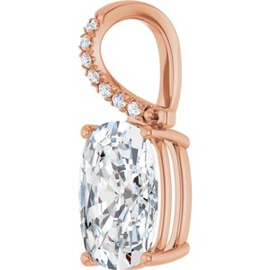 10K Rose Gold 14x10 mm Elongated Cushion Pendant Mounting – image 3