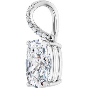 10K White Gold 14x10 mm Elongated Cushion Pendant Mounting – image 3