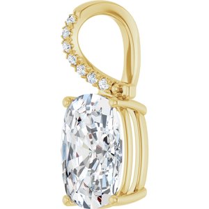 14K Yellow Gold 14x10 mm Elongated Cushion Pendant Mounting – image 3