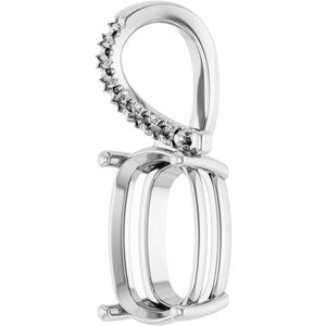 14K White Gold 14x10 mm Elongated Cushion Pendant Mounting – image 4