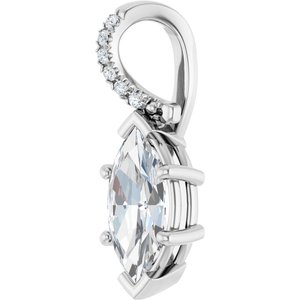 14K White Gold 11x5.5 mm Marquise Pendant Mounting – image 3
