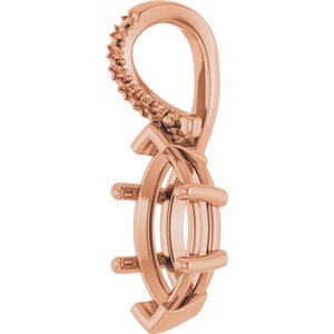 10K Rose Gold 11x5.5 mm Marquise Pendant Mounting – image 4