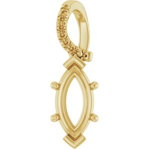 14K Yellow Gold 11x5.5 mm Marquise Pendant Mounting – image 2