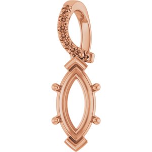14K Rose Gold 11x5.5 mm Marquise Pendant Mounting – image 2