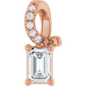 10K Rose Gold 4.5x3 mm Emerald Pendant Mounting