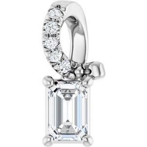 14K X1 White Gold 4.5x3 mm Emerald Pendant Mounting