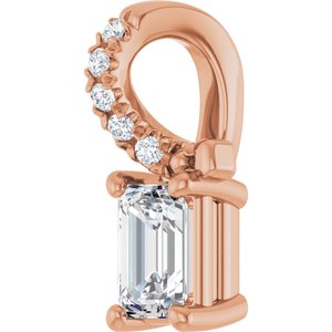 10K Rose Gold 4.5x3 mm Emerald Pendant Mounting – image 3