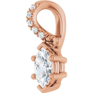 18K Rose Gold 6x3.5 mm Marquise Pendant Mounting – image 3