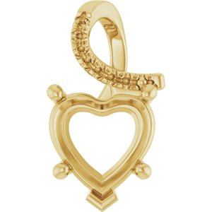 14K Yellow Gold 10x10 mm Heart Pendant Mounting – image 2