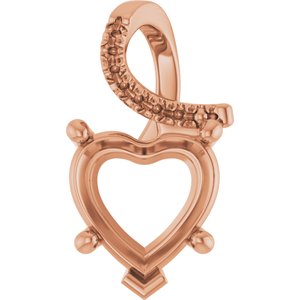 10K Rose Gold 10x10 mm Heart Pendant Mounting – image 2