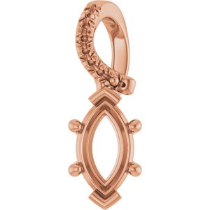 14K Rose Gold 8x4.5 mm Marquise Pendant Mounting – image 2