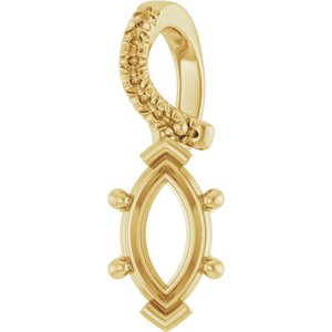18K Yellow Gold 8x4.5 mm Marquise Pendant Mounting – image 2