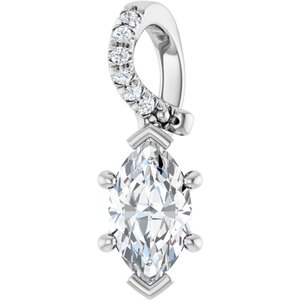 14K White Gold 8x4.5 mm Marquise Pendant Mounting