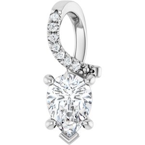 14K X1 White Gold 7x5 mm Pear Pendant Mounting