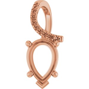 10K Rose Gold 10x7 mm Pear Pendant Mounting – image 2