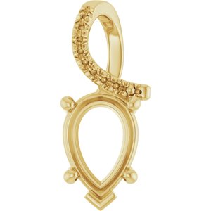 18K Yellow Gold 10x7 mm Pear Pendant Mounting – image 2