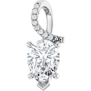 14K X1 White Gold 10x7 mm Pear Pendant Mounting