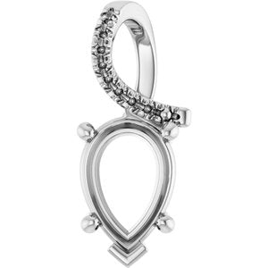 14K White Gold 10x7 mm Pear Pendant Mounting – image 2