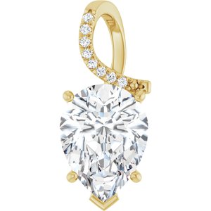 14K Yellow Gold 16x12 mm Pear Pendant Mounting