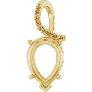 10K Yellow Gold 16x12 mm Pear Pendant Mounting – image 2