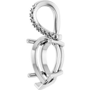 14K White Gold 16x12 mm Pear Pendant Mounting – image 4