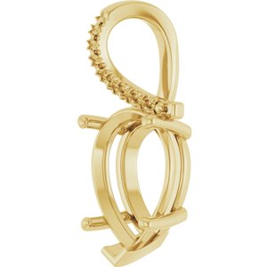 10K Yellow Gold 16x12 mm Pear Pendant Mounting – image 4