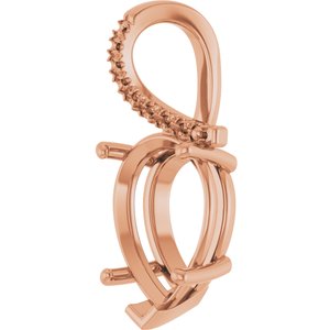 18K Rose Gold 16x12 mm Pear Pendant Mounting – image 4