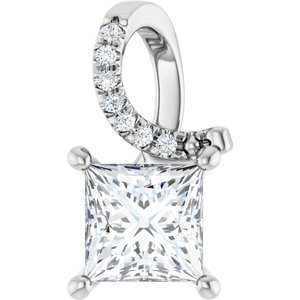 Platinum 6x6 mm Square Pendant Mounting