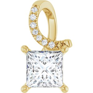18K Yellow Gold 6x6 mm Square Pendant Mounting