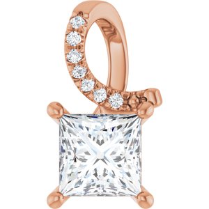 10K Rose Gold 6x6 mm Square Pendant Mounting