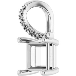 14K White Gold 6x6 mm Square Pendant Mounting – image 4