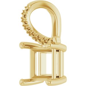 18K Yellow Gold 6x6 mm Square Pendant Mounting – image 4