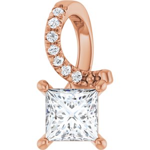 10K Rose Gold 4.5x4.5 mm Square Pendant Mounting