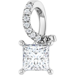 14K X1 White Gold 4.5x4.5 mm Square Pendant Mounting