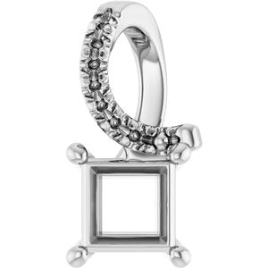 Sterling Silver 4.5x4.5 mm Square Pendant Mounting – image 2