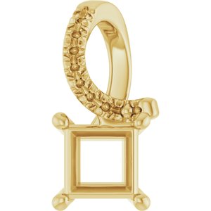 10K Yellow Gold 4.5x4.5 mm Square Pendant Mounting – image 2