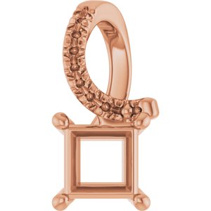 14K Rose Gold 4.5x4.5 mm Square Pendant Mounting – image 2