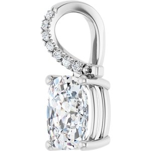 10K White Gold 8.5x6.5 mm Elongated Cushion Pendant Mounting – image 3