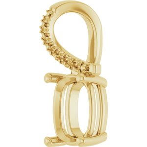 14K Yellow Gold 8.5x6.5 mm Elongated Cushion Pendant Mounting – image 4