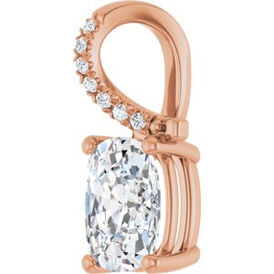 14K Rose Gold 8.5x6.5 mm Elongated Cushion Pendant Mounting – image 3