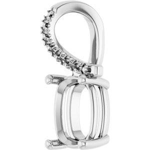 18K White Gold 8.5x6.5 mm Elongated Cushion Pendant Mounting – image 4