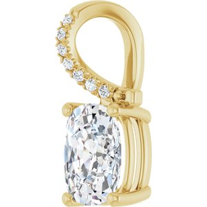 14K Yellow Gold 8.5x6.5 mm Elongated Cushion Pendant Mounting – image 3