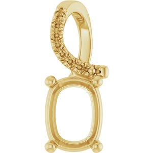 14K Yellow Gold 8.5x6.5 mm Elongated Cushion Pendant Mounting – image 2
